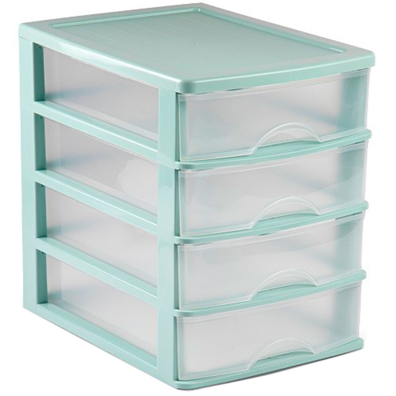 Tradineur - Cajonera de sobremesa - Fabricado en España - 4 Cajones Transparentes - Torre de almacenaje, armario, baño, oficina Tradineur - Cajonera de sobremesa - Fabricado en España - 4 Cajones Transparentes - Torre de almacenaje, armario, baño, oficina
