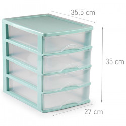 Tradineur - Cajonera de sobremesa - Fabricado en España - 4 Cajones Transparentes - Torre de almacenaje, armario, baño, oficina