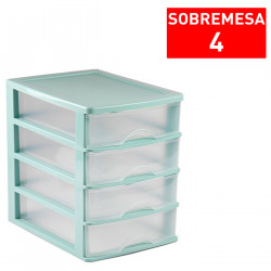 Tradineur - Cajonera de sobremesa - Fabricado en España - 4 Cajones Transparentes - Torre de almacenaje, armario, baño, oficina