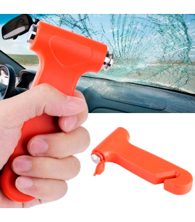 Martillo de emergencia para coche con cortacinturones, herramienta de escape, rompe cristales, ventanillas de automóviles, naranja, 13 x 7,3 cm