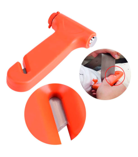 Martillo de emergencia para coche con cortacinturones, herramienta de escape, rompe cristales, ventanillas de automóviles, naranja, 13 x 7,3 cm