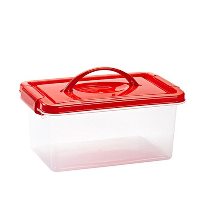 Tradineur - Caja de plástico con tapa de color surtido y asa, de 29 x 18,5 x 13 cm, 4 litros. Baúl con tapa para organización Tradineur - Caja de plástico con tapa de color surtido y asa, de 29 x 18,5 x 13 cm, 4 litros. Baúl con tapa para organización