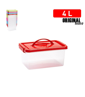 Plastic Forte - Caja de plástico con tapa de color surtido y asa, de 29  x 18,5  x 13 cm, 4 litrosl. Baúl con tapa para organización del hogar. Arcón de plástico para distintos usos