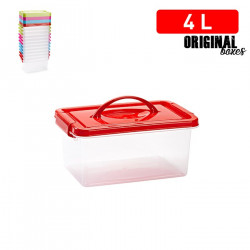 Tradineur - Caja de plástico con tapa de color surtido y asa, de 29  x 18,5  x 13 cm, 4 litros. Baúl con tapa para organización