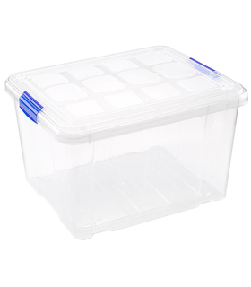 Tradineur - Caja de almacenaje plástico 4 L. Cesta, recipiente almacenamiento objetos 14 x 26 x 17 cm