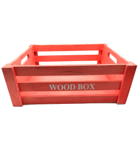 Tradineur - Caja de madera con asas "Wood Box" - Almacenamiento y organización - Caja Multiusos, Decoración, Herramientas, cocina, etc. - 38 x 28 x 15 cm - Color Rojo