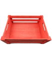 Tradineur - Caja de madera con asas "Wood Box" - Almacenamiento y organización - Caja Multiusos, Decoración, Herramientas, cocina, etc. - 38 x 28 x 15 cm - Color Rojo