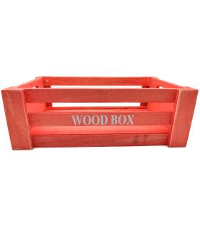 Tradineur - Caja de madera con asas "Wood Box" - Almacenamiento y organización - Caja Multiusos, Decoración, Herramientas, cocina, etc. - 30 x 20 x 11 cm - Color Rojo