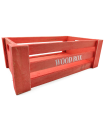 Tradineur - Caja de madera con asas "Wood Box" - Almacenamiento y organización - Caja Multiusos, Decoración, Herramientas, cocina, etc. - 26 x 16 x 9 cm - Color Rojo