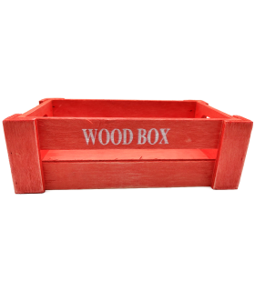 Tradineur - Caja de madera con asas "Wood Box" - Almacenamiento y organización - Caja Multiusos, Decoración, Herramientas, cocina, etc. - 22 x 12 x 7 cm - Color Rojo