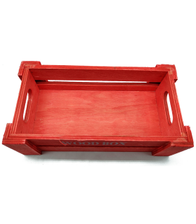 Tradineur - Caja de madera con asas "Wood Box" - Almacenamiento y organización - Caja Multiusos, Decoración, Herramientas, cocina, etc. - 22 x 12 x 7 cm - Color Rojo