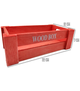 Tradineur - Caja de madera con asas "Wood Box" - Almacenamiento y organización - Caja Multiusos, Decoración, Herramientas, cocina, etc. - 22 x 12 x 7 cm - Color Rojo