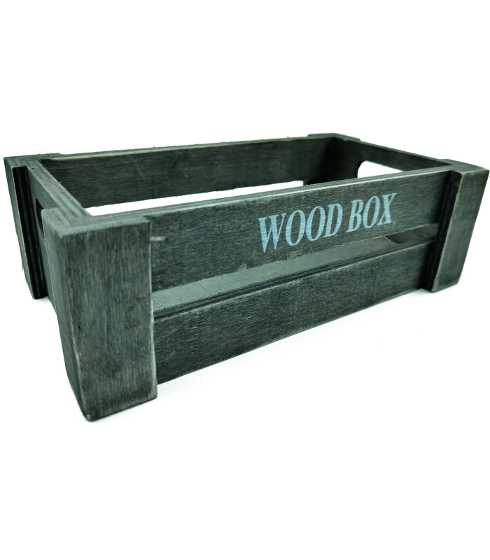 Tradineur - Caja de madera con asas "Wood Box" - Almacenamiento y organización - Caja Multiusos, Decoración, Herramientas, cocina, etc. - 22 x 12 x 7 cm - Color Gris