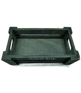 Tradineur - Caja de madera con asas "Wood Box" - Almacenamiento y organización - Caja Multiusos, Decoración, Herramientas, cocina, etc. - 22 x 12 x 7 cm - Color Gris