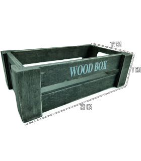 Tradineur - Caja de madera con asas "Wood Box" - Almacenamiento y organización - Caja Multiusos, Decoración, Herramientas, cocina, etc. - 22 x 12 x 7 cm - Color Gris