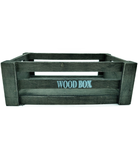 Tradineur - Caja de madera con asas "Wood Box" - Almacenamiento y organización - Caja Multiusos, Decoración, Herramientas, cocina, etc. - 26 x 16 x 9 cm - Color Gris