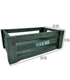 Tradineur - Caja de madera con asas "Wood Box" - Almacenamiento y organización - Caja Multiusos, Decoración, Herramientas, cocina, etc. - 26 x 16 x 9 cm - Color Gris