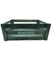 Tradineur - Caja de madera con asas "Wood Box" - Almacenamiento y organización - Caja Multiusos, Decoración, Herramientas, cocina, etc. - 34 x 24 x 13 cm - Color Gris