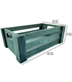 Tradineur - Caja de madera con asas "Wood Box" - Almacenamiento y organización - Caja Multiusos, Decoración, Herramientas, cocina, etc. - 26 x 16 x 9 cm - Color Gris Azulado