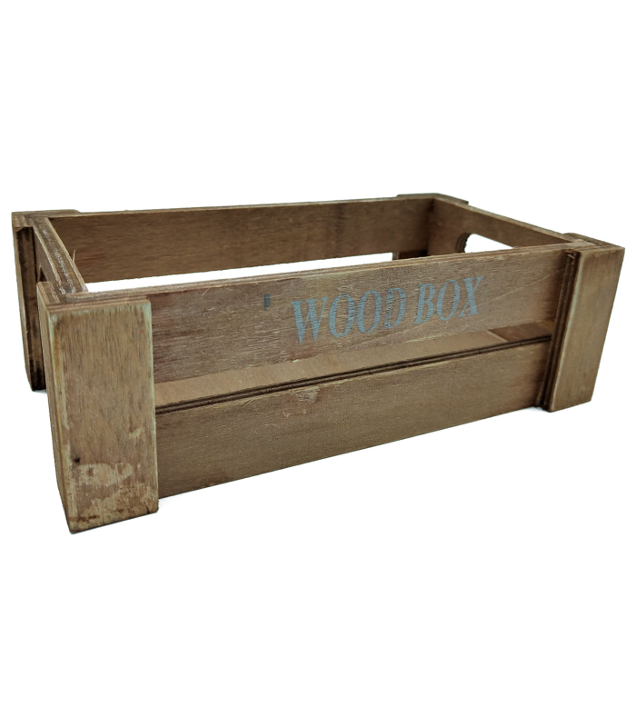 Tradineur - Caja de madera con asas "Wood Box" - Almacenamiento y organización - Caja Multiusos, Decoración, Herramientas, cocina, etc. - 22 x 12 x 7 cm - Color Marrón