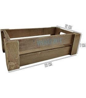 Tradineur - Caja de madera con asas "Wood Box" - Almacenamiento y organización - Caja Multiusos, Decoración, Herramientas, cocina, etc. - 22 x 12 x 7 cm - Color Marrón