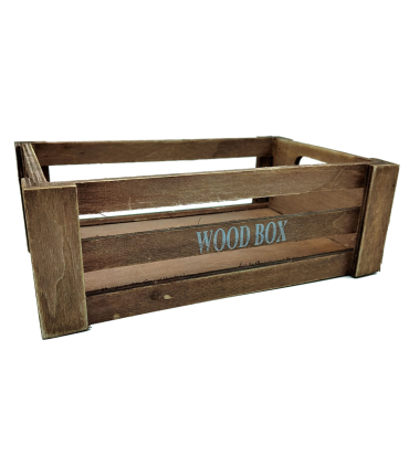 Tradineur - Caja de madera con asas "Wood Box" - Almacenamiento y organización - Caja Multiusos, Decoración, Herramientas, cocina, etc. - 26 x 16 x 9 cm - Color Marrón