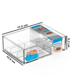 Tradineur - Caja organizadora plástico A6 con bandeja extraíble de 9 compartimentos, almacenaje, cosmética, accesorios costura, tornillos, fabricada en España (Transparente, 17,2 x 12,5 x 5,3 cm)