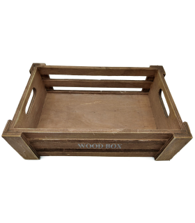 Tradineur - Caja de madera con asas "Wood Box" - Almacenamiento y organización - Caja Multiusos, Decoración, Herramientas, cocina, etc. - 26 x 16 x 9 cm - Color Marrón