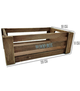 Tradineur - Caja de madera con asas "Wood Box" - Almacenamiento y organización - Caja Multiusos, Decoración, Herramientas, cocina, etc. - 26 x 16 x 9 cm - Color Marrón