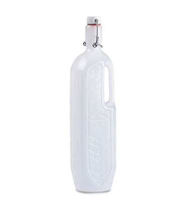 Tradineur - Botella de plástico con asa - Disponible tapón a presión y asa - Fabricado en plástico (PP) - Capacidad de 1 Litro - 30 x 6,5 x 7,5 cm 