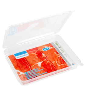 Tradineur - Recipiente transparente para fiambre Nº 3 - Fabricado en Plástico - Almacenamiento de alimentos - Cierre Hermético - 2,5 x 22 x 17 cm