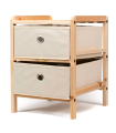 Tradineur - Mesa Auxiliar de madera con 2 Niveles de altura - Cajones de tela - Almacenamiento y organización - Incluye tornillos y manual - 29 x 33 x 40 cm