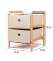 Tradineur - Mesa Auxiliar de madera con 2 Niveles de altura - Cajones de tela - Almacenamiento y organización - Incluye tornillos y manual - 29 x 33 x 40 cm