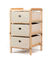 Tradineur - Mesa Auxiliar de madera con 3 Niveles de altura - Cajones de tela - Almacenamiento y organización - Incluye tornillos y manual - 33 x 29 x 55 cm