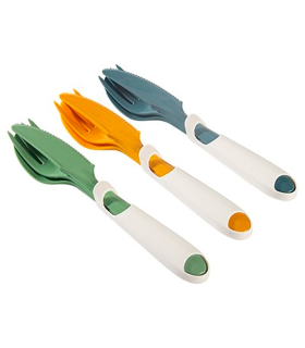 Tradineur - Set de cubiertos de plástico - Incluye 3 conjuntos de tenedor, cuchara y cuchillo - Fácil limpieza - Longitud de 18,5 cm