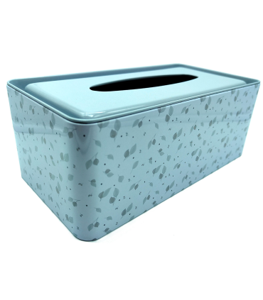 Tradineur - Caja de pañuelo de metal - Diseño Hoja - Ideal para su uso en el baño, el dormitorio, la sala de estar, la oficina - 24 x 13 x 9 cm