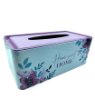 Tradineur - Caja de pañuelo de metal - Diseño Sweet Home - Ideal para su uso en el baño, el dormitorio, la sala de estar, la oficina - 24 x 13 x 9 cm