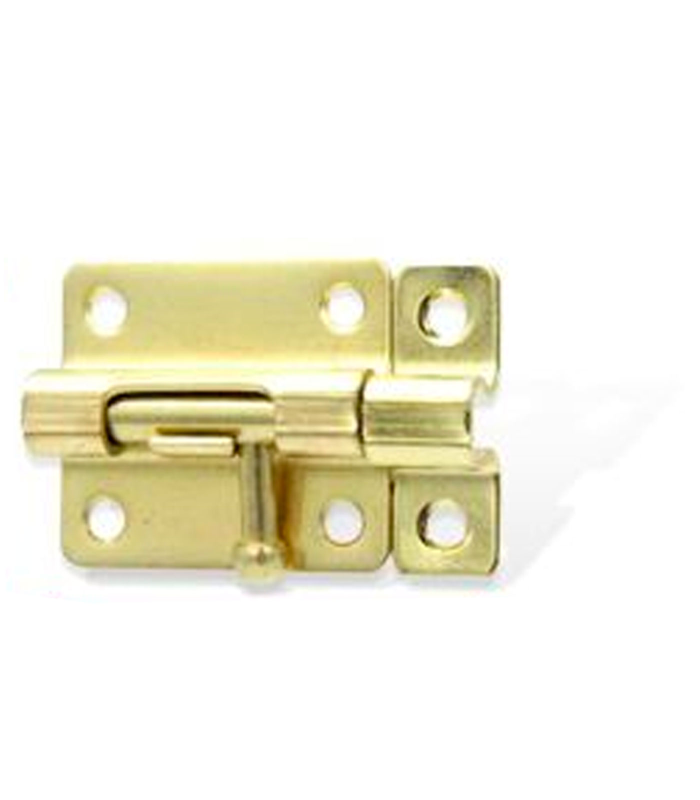 Tradineur - Cerrojo para puerta - Pestillo multifunción de acero inoxidable - Pasador de seguridad, fácil colocación mediante tornillos, puertas, armarios, taquillas - Color Dorado, 50 mm