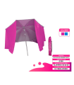 Sombrilla de nylon con paraviento 180 cm, parasol aluminio playa con bolsa, mástil diámetro 22-25 mm, varillas fibra de vidrio, color aleatorio