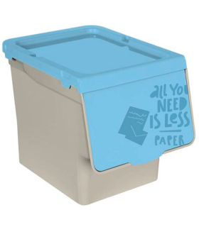 Tradineur - Contenedor apilable de polipropileno, cubo de basura, caja de almacenamiento de residuos, fácil apertura, reciclaje, cocina (Papel, 27 litros, 31,5 x 29,5 x 39,5 cm)