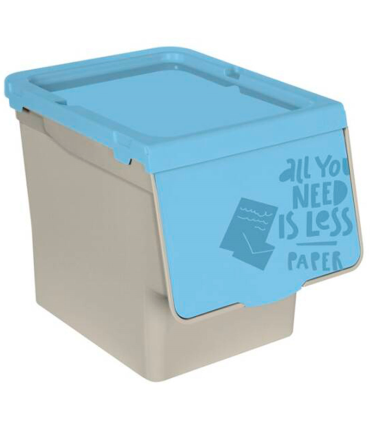 Tradineur - Contenedor apilable de polipropileno, cubo de basura, caja de almacenamiento de residuos, fácil apertura, reciclaje, cocina (Papel, 27 litros, 31,5 x 29,5 x 39,5 cm)