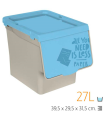 Tradineur - Contenedor apilable de polipropileno, cubo de basura, caja de almacenamiento de residuos, fácil apertura, reciclaje, cocina (Papel, 27 litros, 31,5 x 29,5 x 39,5 cm)