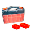 Caja organizadora de plástico de 37 x 30 x 8 cm con 2 compartimentos y asa. Organizador de herramientas para hogar o trabajo. Maletín para almacenar y transportar herramientas.