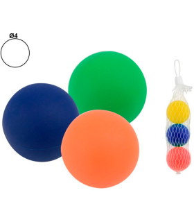 Tradineur - Set de 3 pelotas de goma para palas de playa, diámetro 4 cm, bolas de repuesto actividades al aire libre, colores aleatorios