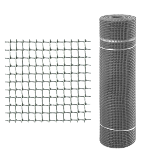 Tradineur - Rollo de malla de plástico Cuadrado, valla, cierre de alambre, cercar jardín, gallinero, finca, alta resistencia (Gris, 1 x 5 m)