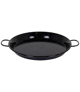 Tradineur - Paellera valenciana esmaltada, cocinar arroces, apta para gas, vitrocerámica, cocina eléctrica y lavavajillas (Negro, Ø 32 cm)