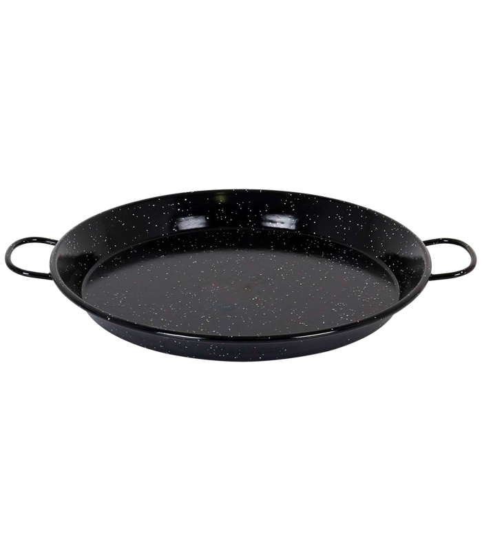 Tradineur - Paellera valenciana esmaltada, cocinar arroces, apta para gas, vitrocerámica, cocina eléctrica y lavavajillas (Negro, Ø 32 cm)