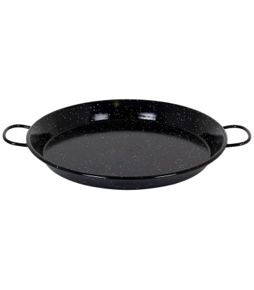 Tradineur - Paellera valenciana esmaltada, cocinar arroces, apta para gas, vitrocerámica, cocina eléctrica y lavavajillas (Negro, Ø 32 cm)