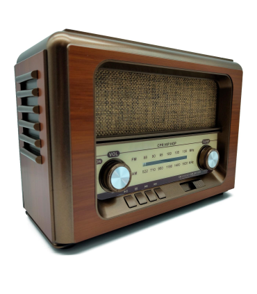 Tradineur - Radio vintage "Hip Hop" portátil - Bluetooth - Bandas AM/FM/SW - Batería recargable - Ranuras USB y TF - Antena retráctil - 15,5 x 24 x 9 cm