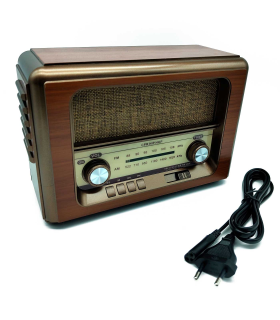 Tradineur - Radio vintage "Hip Hop" portátil - Bluetooth - Bandas AM/FM/SW - Batería recargable - Ranuras USB y TF - Antena retráctil - 15,5 x 24 x 9 cm